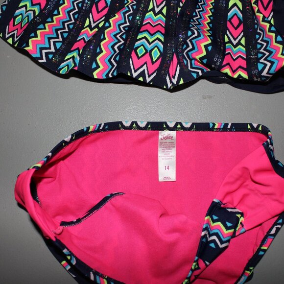 Multi Color 2 Pcs Justice Bikini Swimsuit Size 14 - Picture 4 of 11